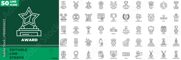 Obraz Award Line Editable Icons set