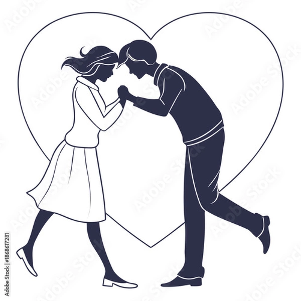 Obraz Couple dancing in heart shape