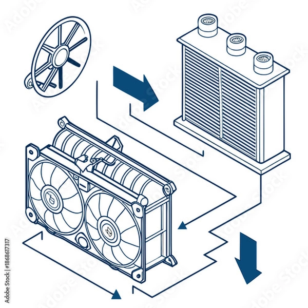 Obraz Computer cooling system diagram