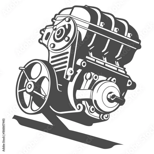 Obraz Illustrated motorcycle engine