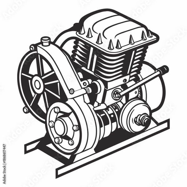 Obraz Classic motorcycle engine illustration