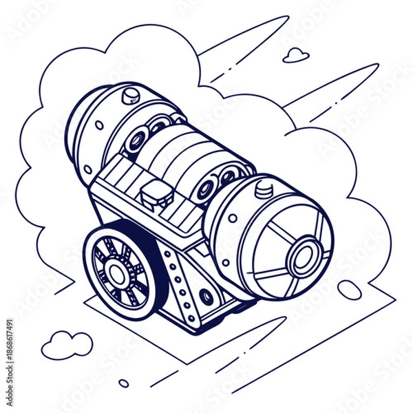 Obraz Steampunk airship in clouds