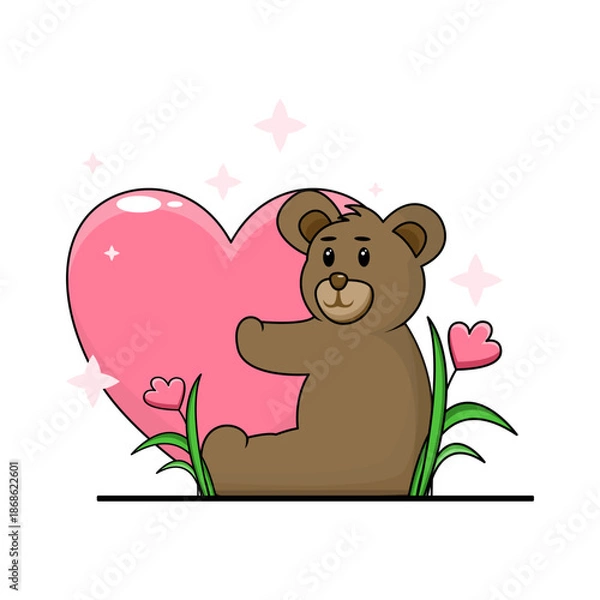Obraz cute love and bear vector
