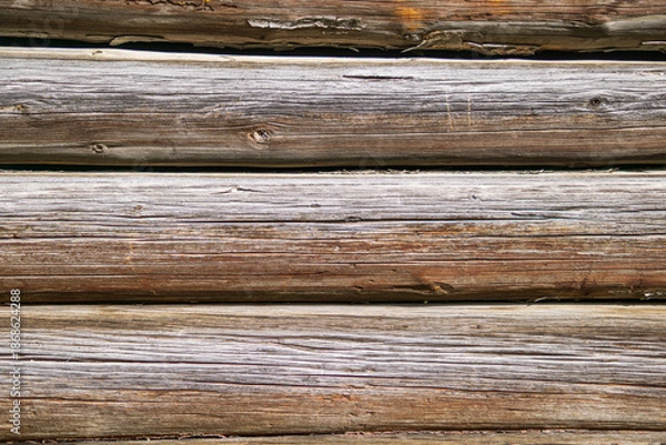 Obraz Weathered wooden logs forming rustic wall texture
