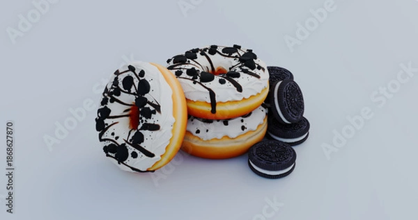 Obraz Stacked Cookie Donuts With Chocolate Drizzle