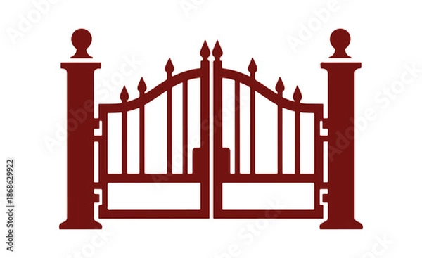 Obraz Gate icon. Front perspective. A basic flat graphic illustration created in vector. The object is set apart on a white backdrop. Isolate


