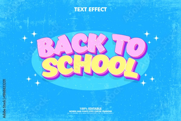 Obraz Editable text effect Back To School 3d Cartoon template 