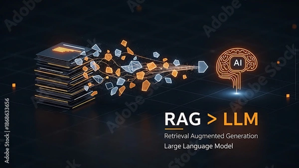 Obraz Retrieval-Augmented Generation (RAG) Architecture Concept for Training Large Language Models (LLM) on Custom Data Files