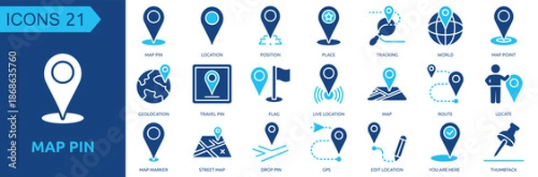 Obraz Map Pin icon collection set