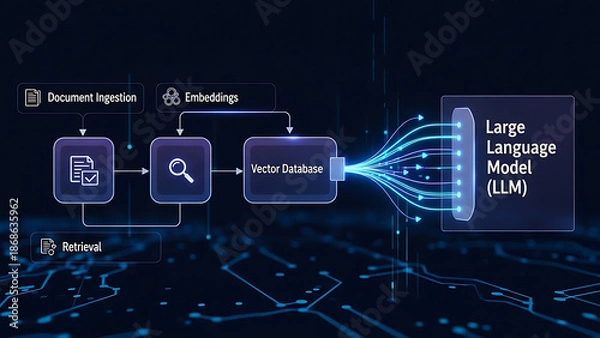 Obraz Innovative Retrieval-Augmented Generation concept with brain and server
