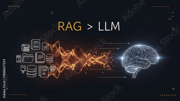 Obraz Innovative Retrieval-Augmented Generation concept with brain and server