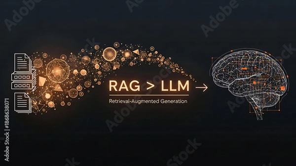 Obraz Retrieval-Augmented Generation concept with brain and server