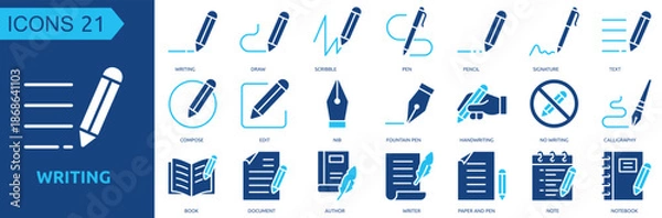 Obraz Writing icon collection set