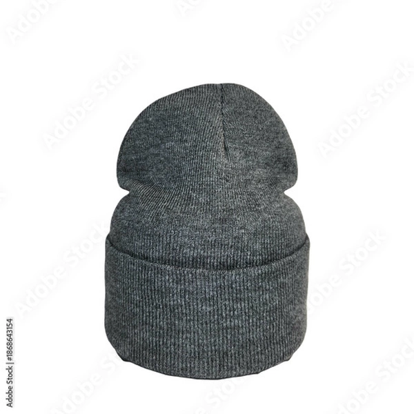 Obraz Grey ribbed knit beanie hat for winter