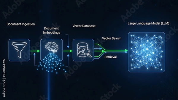 Obraz Innovative technology concept with RAG and LLM integration
