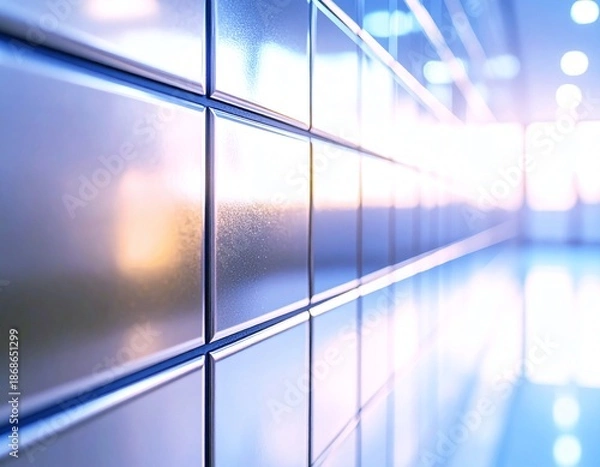 Obraz 光沢タイル壁のクローズアップと幾何学模様の質感