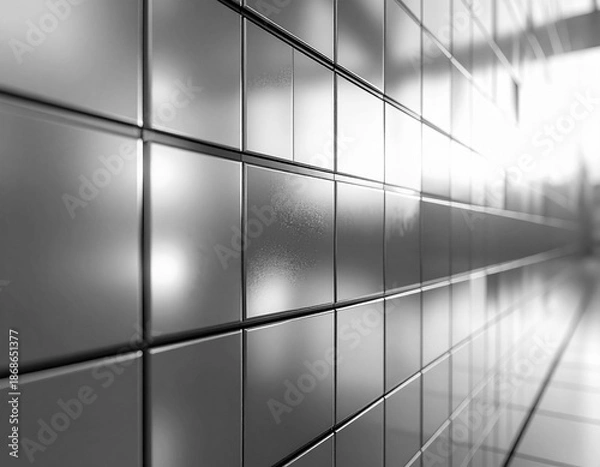 Obraz 光沢タイル壁のクローズアップと幾何学模様の質感