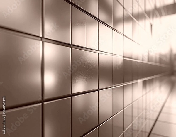 Obraz 光沢タイル壁のクローズアップと幾何学模様の質感