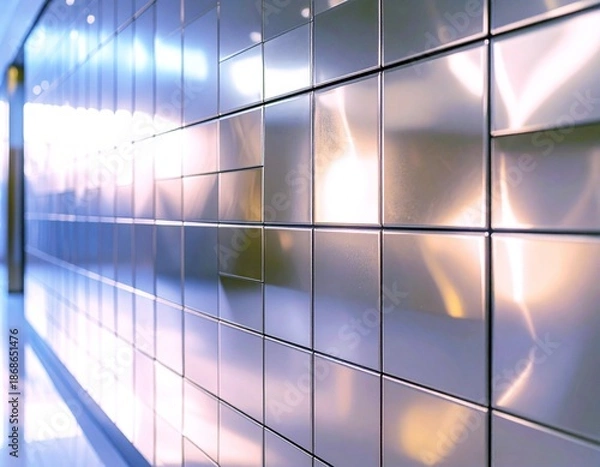 Obraz 光沢タイル壁のクローズアップと幾何学模様の質感