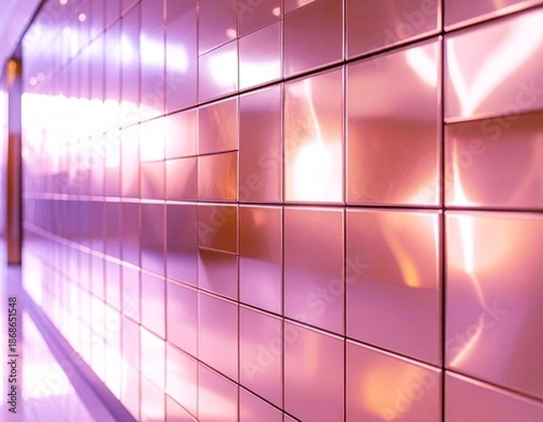 Obraz 光沢タイル壁のクローズアップと幾何学模様の質感