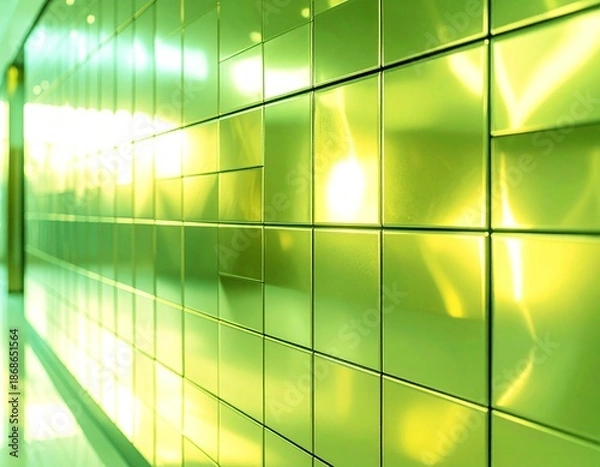 Obraz 光沢タイル壁のクローズアップと幾何学模様の質感