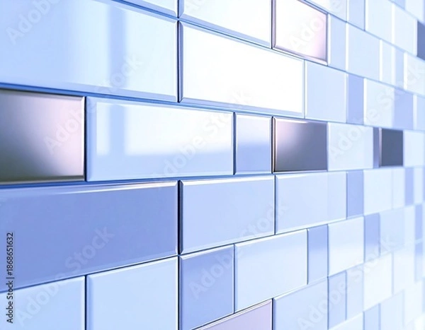 Obraz 光沢タイル壁のクローズアップと幾何学模様の質感