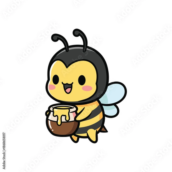 Obraz Cute Bee Holding Honeycomb
