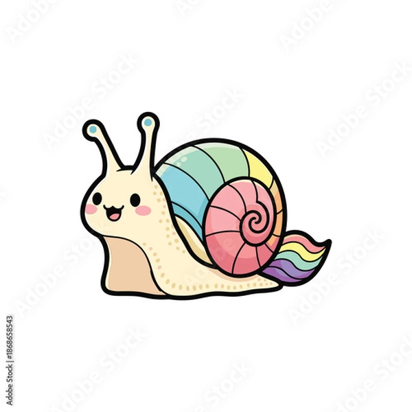 Obraz Charming Rainbow Snail Vector Illustration
