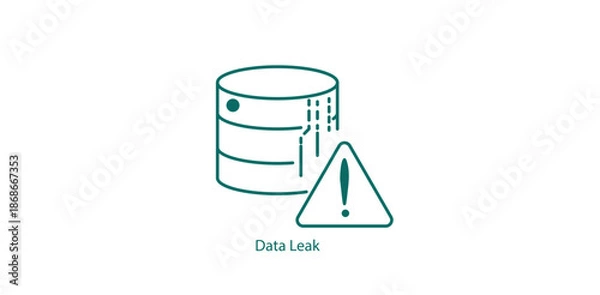 Obraz Database Server Data Leak Warning Alert Icon
