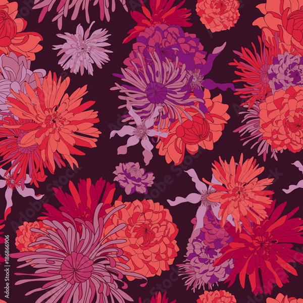 Fototapeta Vintage Botanical Seamless Vector Background