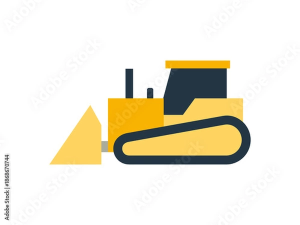 Fototapeta Bulldozer Flat Icon