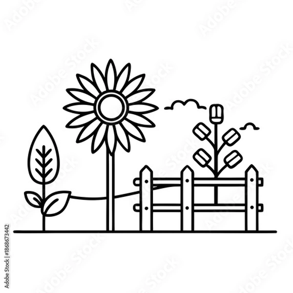 Obraz Garden scene isolated on white background Vector
