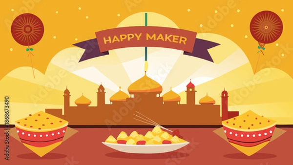 Obraz Happy maker isolated on white background Vector