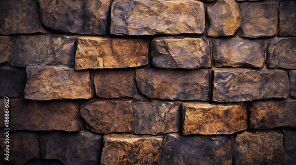 Obraz Rough stone wall texture with warm natural tones and dramatic lighting