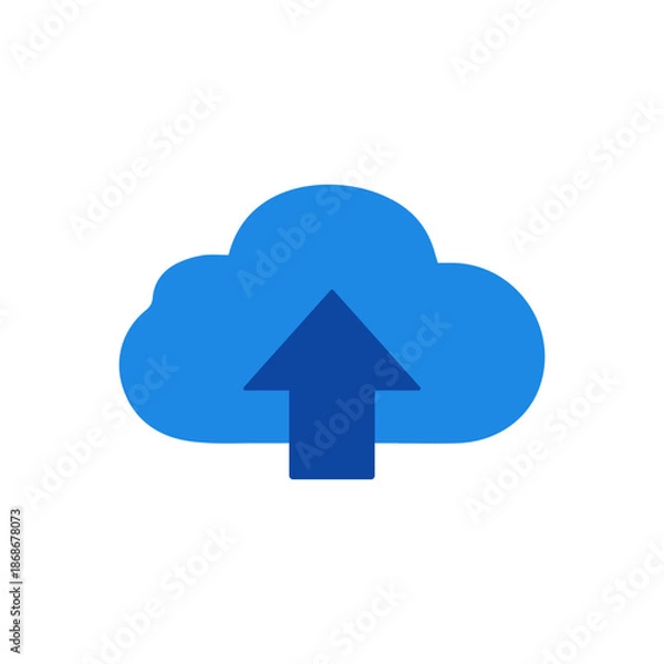 Obraz Cloud upload icon. Blue cloud computing icon. Vector illustration.