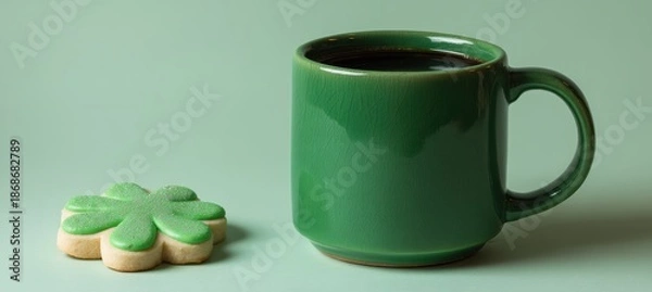 Obraz ceramic mug featuring shamrock cookie on gradient background