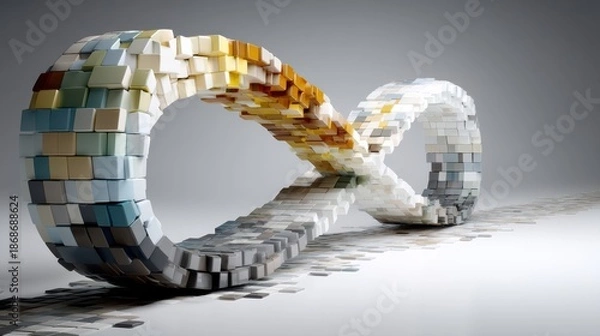 Obraz Infinity loop pattern with single accent tile on cool gray background