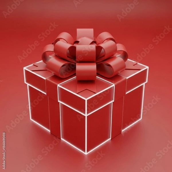 Obraz Elegant red gift box with bow