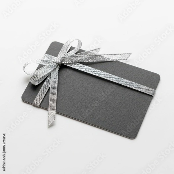 Obraz Elegant gift card with silver ribbon
