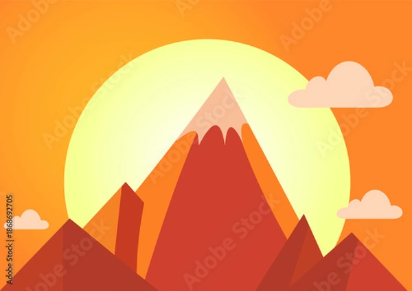 Obraz Landscape with a mountain at sunset