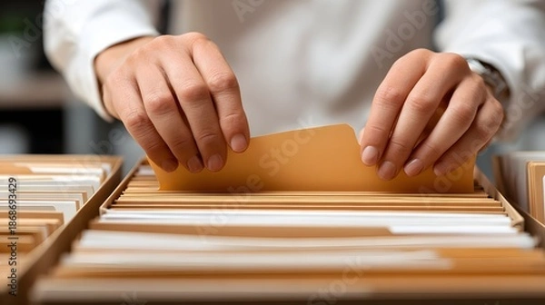 Obraz Organizing Documents Focused Office Productivity