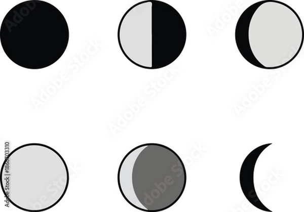 Obraz Moon Vector on Transparent Background with Night and Celestial Concept