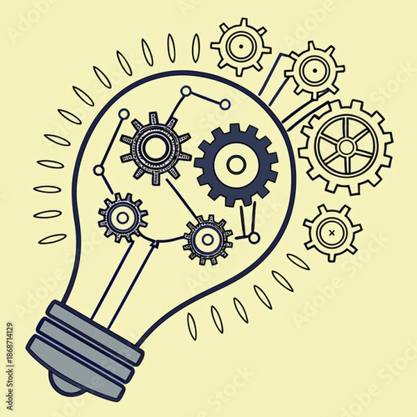 Obraz human head with gears