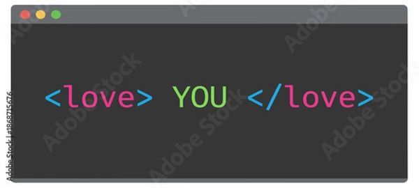 Obraz Programmer code editor window with Love You syntax.