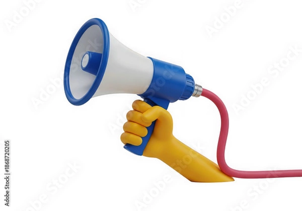 Obraz Hand holding blue megaphone