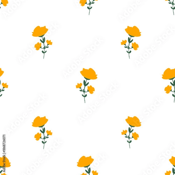Obraz   simple floral pattern with yellow flowers 