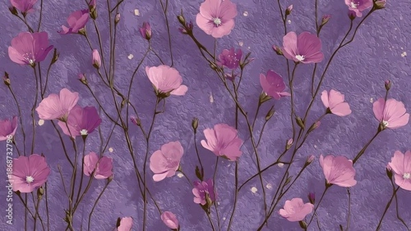 Obraz Purple background with pink flower,