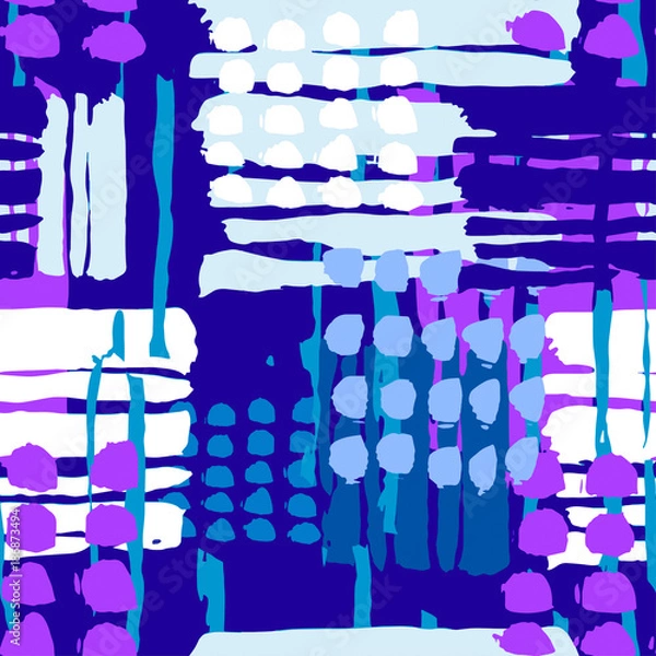 Obraz Geometric curved lines graffiti seamless hand craft expressive ink hipster pattern.
