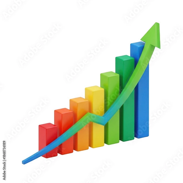 Obraz 3d graph arrow increasing isolated on white background