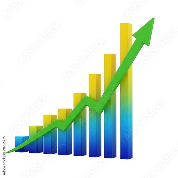 Obraz Graph showing increasing trend isolated on white background